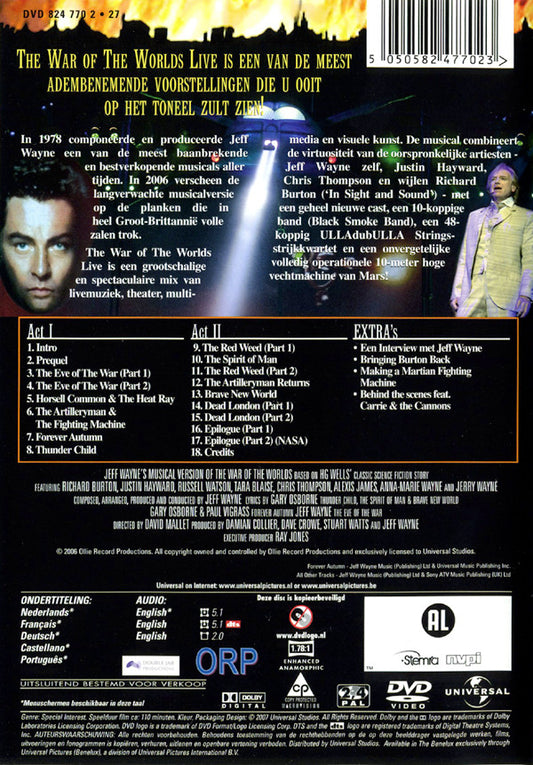 Jeff Wayne : Jeff Wayne's Musical Version Of The War Of The Worlds Live On Stage (DVD, Copy Prot., PAL, DTS)