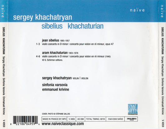 Jean Sibelius, Aram Khatchaturian - Sergey Khachatryan, Sinfonia Varsovia, Emmanuel Krivine : Violin Concertos (CD, Album)