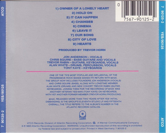 Yes : 90125 (CD, Album, Tar)