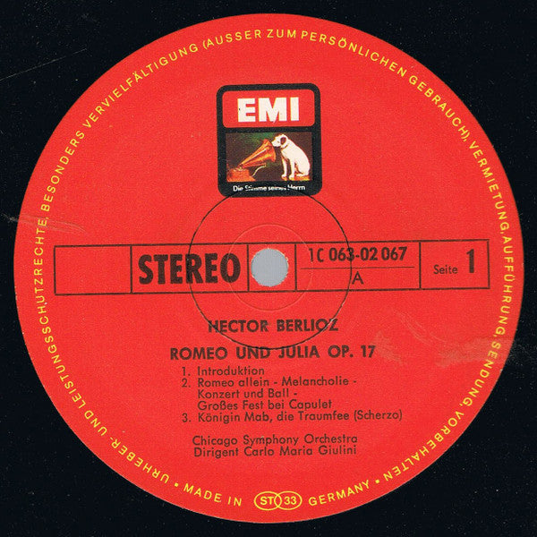 Hector Berlioz, Chicago Symphony Orchestra, Carlo Maria Giulini : Romeo Und Julia, Op. 17 (LP, Album)