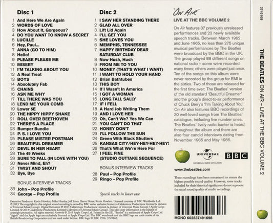 The Beatles : On Air - Live At The BBC Volume 2 (2xCD, Album, Mono, RM, Dig)