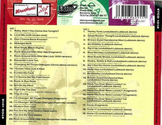 Buddy Holly : Hollybilly (Buddy Holly 1956: The Complete Recordings) (2xCD, Comp, Mono)