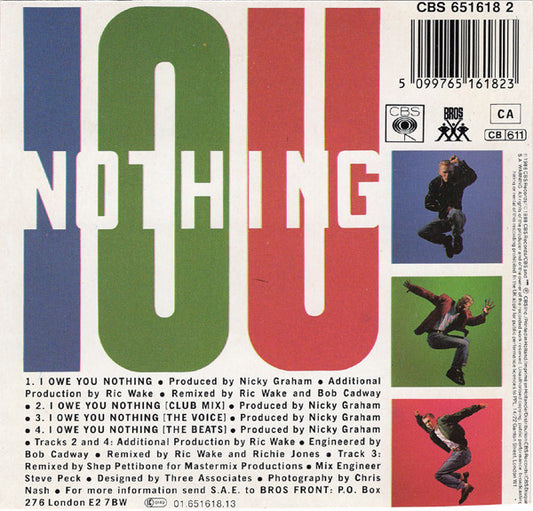 Bros : I Owe You Nothing (CD, Mini, Single)