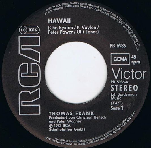 Thomas Frank : Hawaii (7", Single)