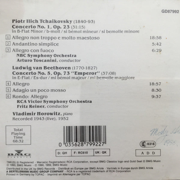 Pyotr Ilyich Tchaikovsky, Ludwig Van Beethoven - Vladimir Horowitz : Horowitz Plays Tchaikovsky And Beethoven (CD, Comp)