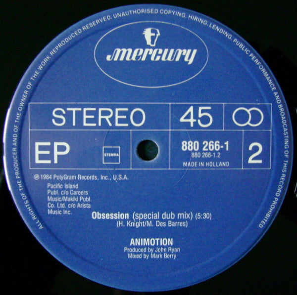 Animotion : Obsession (Dance Mix) (12", EP)