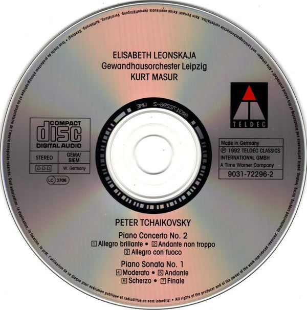 Pyotr Ilyich Tchaikovsky / Elisabeth Leonskaja, Kurt Masur, Gewandhausorchester Leipzig : Piano Concerto No. 2 / Piano Sonata In G Major (CD, Album)