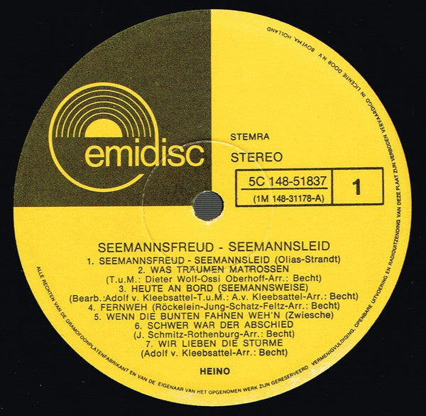 Heino : Seemannsfreud - Seemannsleid 28 Seemannslieder (2xLP, Comp)