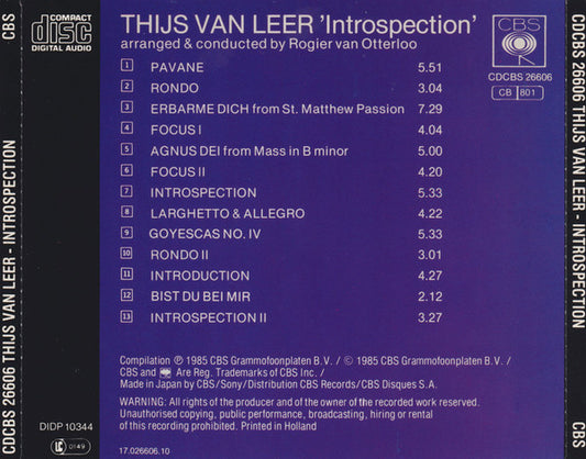 Thijs Van Leer : Introspection (CD, Album, RE)