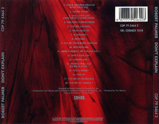 Robert Palmer : Don't Explain (CD, Album)