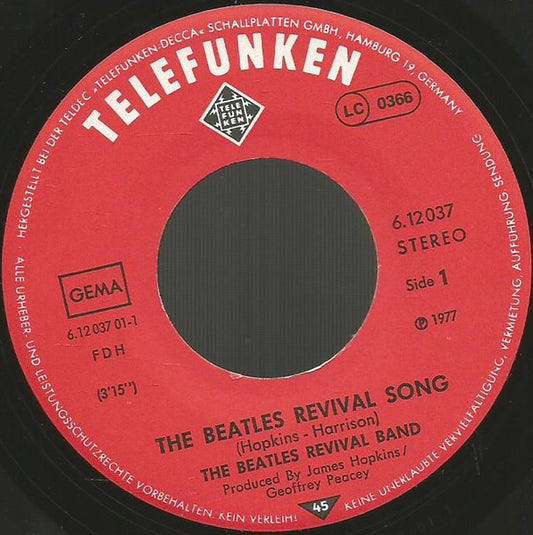 The Beatles Revival Band : The Beatles Revival Song (7", Single)
