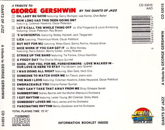Various : A Tribute To George Gershwin By The Giants Of Jazz (CD, Comp)