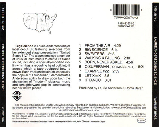 Laurie Anderson : Big Science (CD, Album, RE)