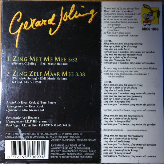 Gerard Joling : Zing Met Me Mee (CD, Single)