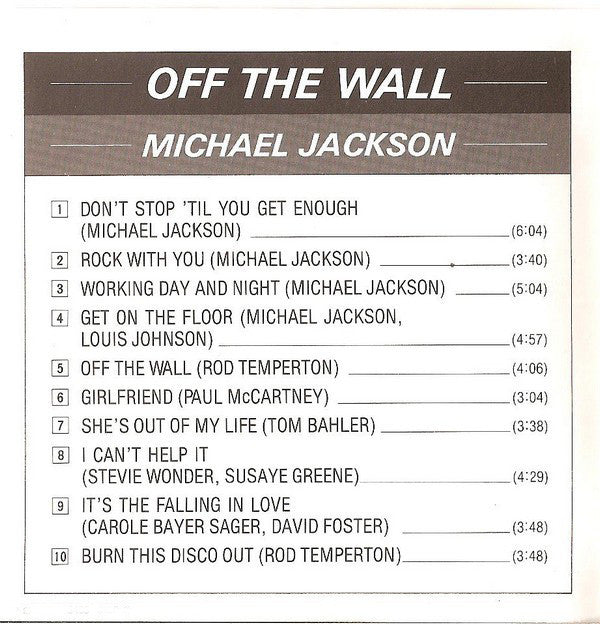 Michael Jackson : Off The Wall (CD, Album, RE)