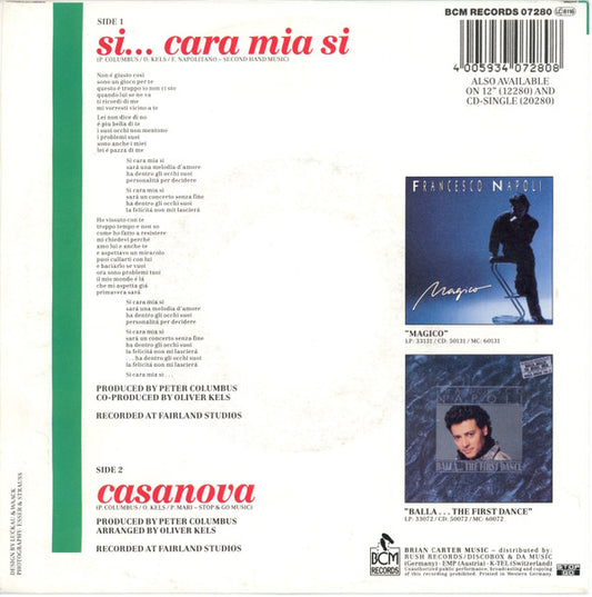 Francesco Napoli : Si ... Cara Mia Si (7", Single)