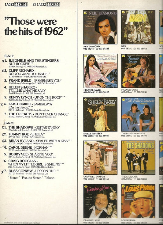 Various : Those Were The Hits Of 1962 (LP, Comp)