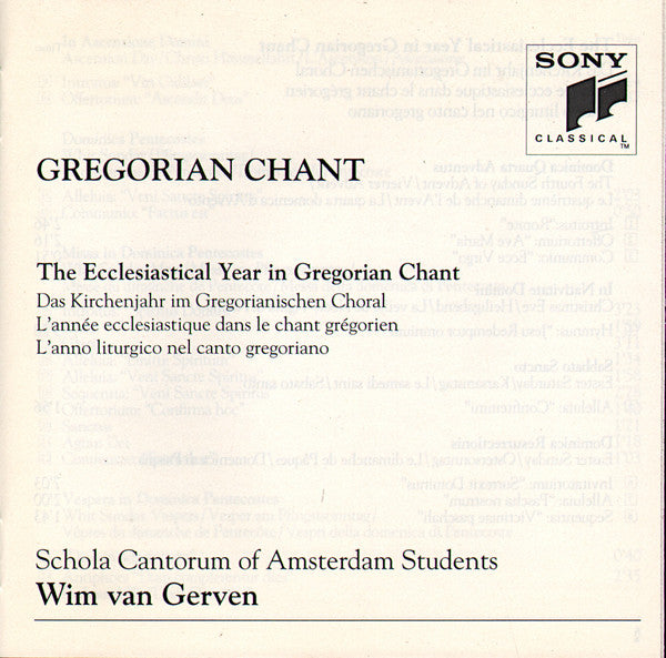 Schola Cantorum Of Amsterdam Students - Wim van Gerven : Gregorian Chant: The Ecclesiastical Year In Gregorian Chant (CD, RM)