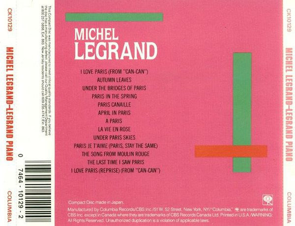 Michel Legrand : Legrand Piano (CD, Album, RE)