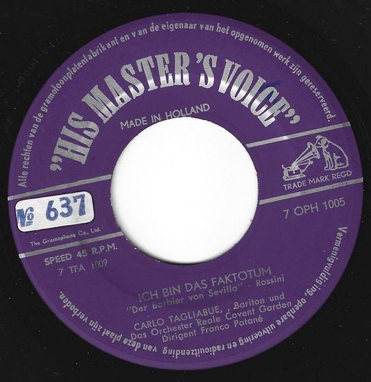 Carlo Tagliabue : Hat Dein Heimatliches Land / Ich Bin Das Faktotum (7")