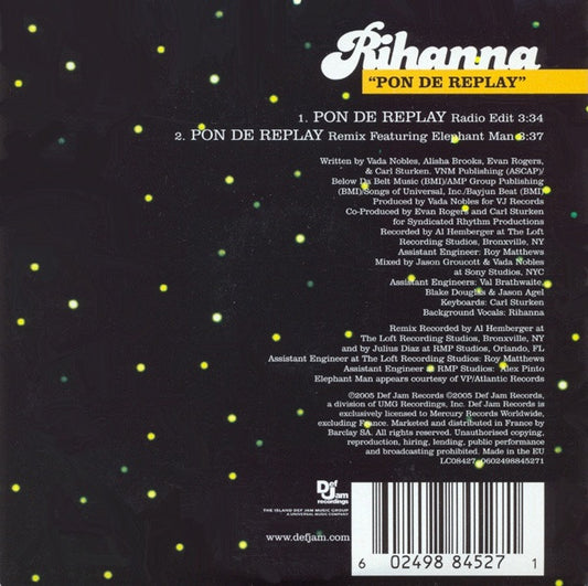 Rihanna : Pon De Replay (CD, Single, Car)