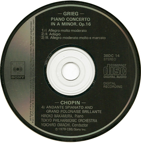 Hiroko Nakamura, Tokyo Philharmonic Orchestra : Edvard Grieg - Pian Concerto In A Minor, Op.16, Chopin - Andante Spianato And Grand Polonaise Brillante (CD)