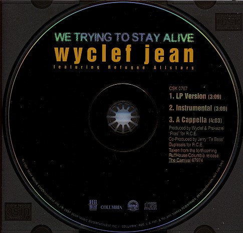 Wyclef Jean Featuring Refugee Camp All Stars : We Trying To Stay Alive (CD, Single, Promo)