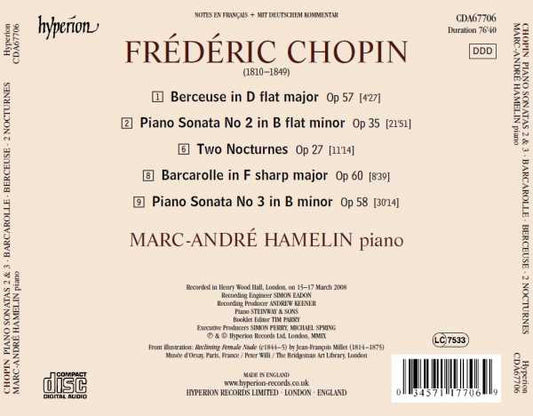 Frédéric Chopin, Marc-André Hamelin : Sonatas Nos 2 & 3 / Two Nocturnes / Berceuse · Barcarolle (CD, Album)