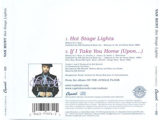 Van Hunt : Hot Stage Lights (CD, Single)