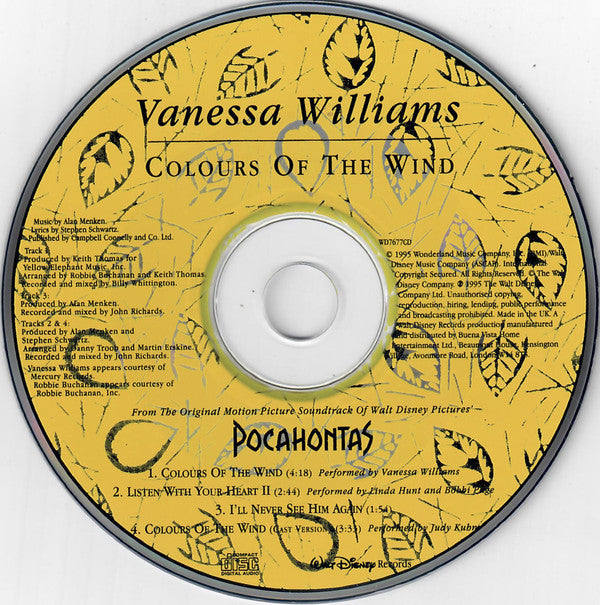 Vanessa Williams : Colours Of The Wind (CD, Single)