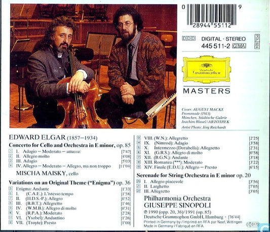 Sir Edward Elgar - Mischa Maisky · Philharmonia Orchestra · Giuseppe Sinopoli : Enigma Variations · Cello Concerto · Serenade For Strings (CD, Comp, RE, RM, PMD)
