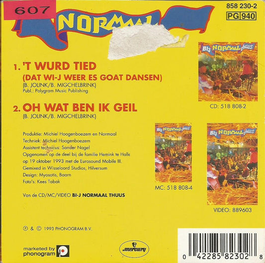 Normaal : 'T Wurd Tied (Dat Wi-j Weer Es Goat Dansen) (CD, Single, Car)
