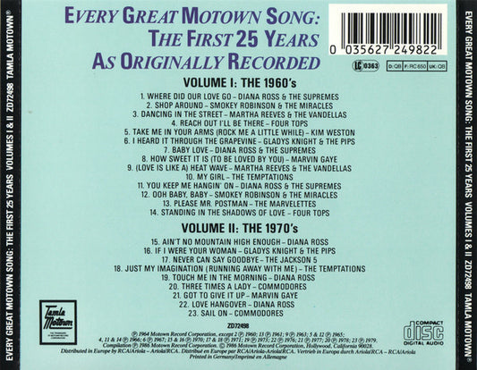 Various : Every Great Motown Song: The First 25 Years As Originally Recorded (CD, Comp, RM)