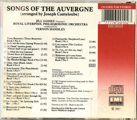 Joseph Canteloube - Jill Gomez, Royal Liverpool Philharmonic Orchestra, Vernon Handley : Songs Of The Auvergne (CD)