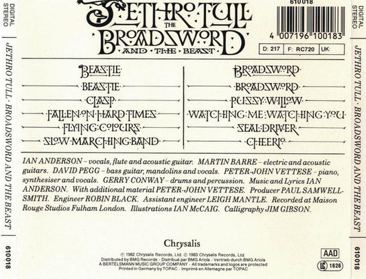 Jethro Tull : The Broadsword And The Beast (CD, Album, RE)