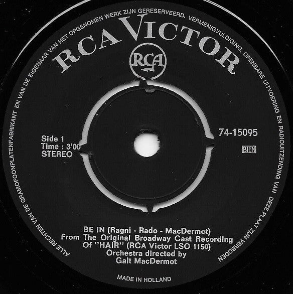 "Hair" Original Broadway Cast : Be In / Frank Mills (7", Single)