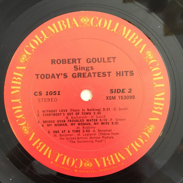 Robert Goulet : Robert Goulet Sings Today's Greatest Hits (LP, Album, RE)