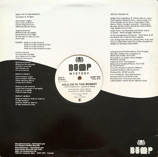 Mystery (2) : Hold On To This Moment (12", Maxi)