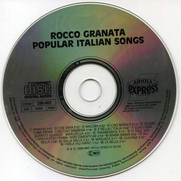 Rocco Granata : Popular Italian Songs (CD, Comp)