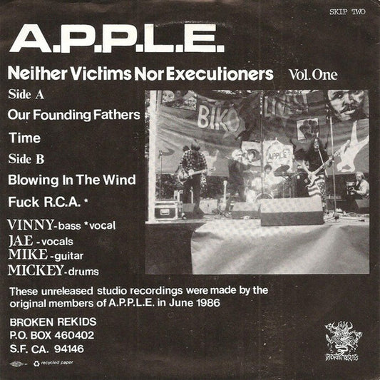 A.P.P.L.E. : Neither Victims Nor Executioners (Vol. One) (7", EP, Red)