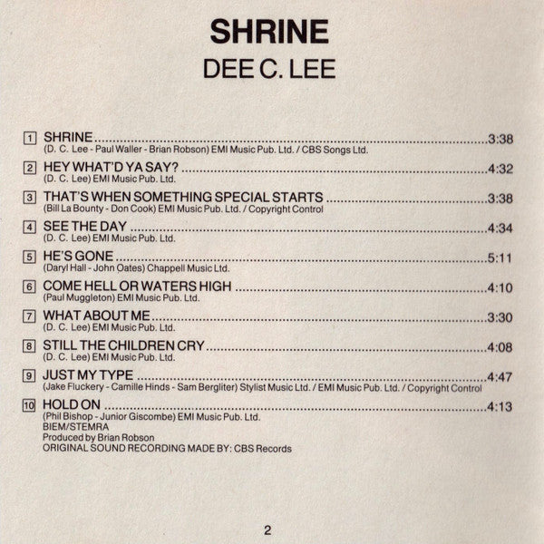 Dee C. Lee : Shrine (CD, Album)