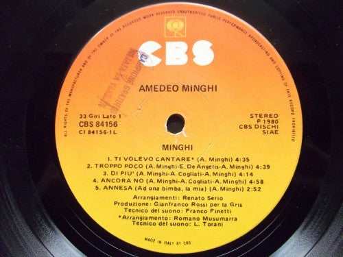 Amedeo Minghi : Minghi (LP, Album)