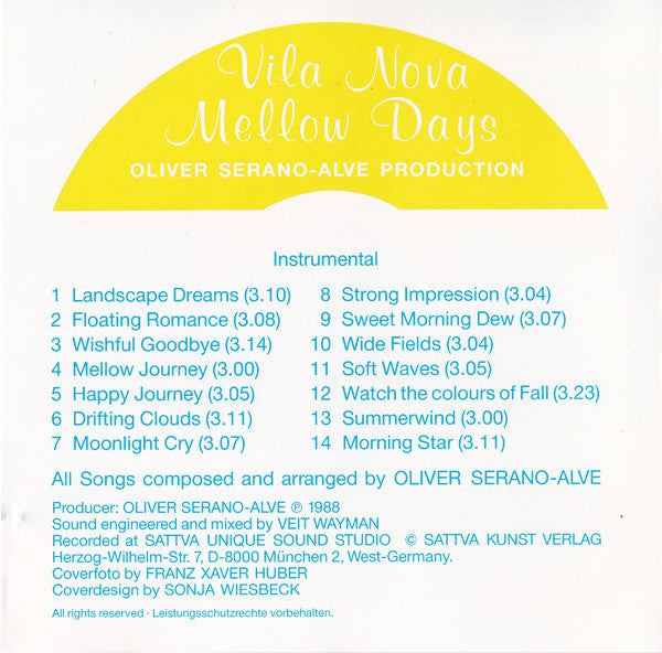 Oliver Serano-Alve : Vila Nova Mellow Days (CD, Album)