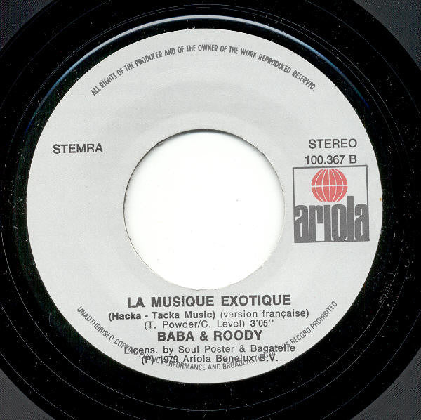 Baba & Roody : Hacka Tacka Music / La Musique Erotique (7", Single)