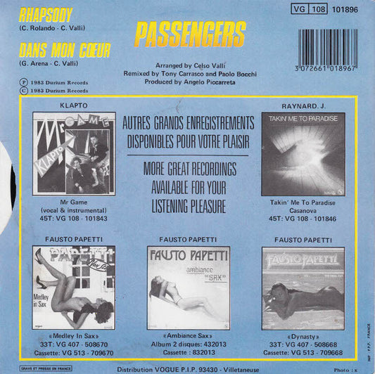 Passengers (2) : Rhapsody (7", Single)
