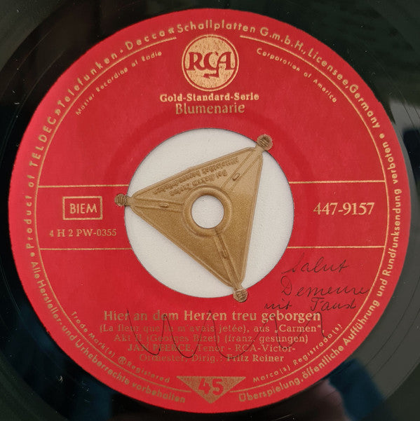 Jan Peerce / Jussi Björling, RCA Victor Symphony Orchestra : Bloemenlied Uit "Carmen" / Salute Demeure Uit "Faust" (7", Mono)