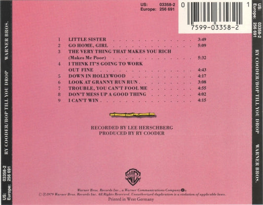 Ry Cooder : Bop Till You Drop (CD, Album, RE, Tar)