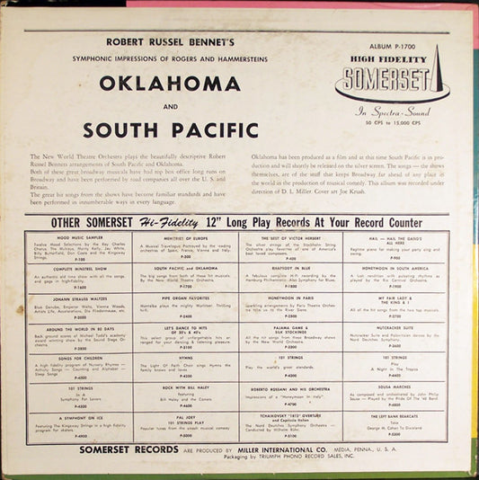 The New World Theatre Orchestra : South Pacific / Oklahoma (LP, Album, Mono)