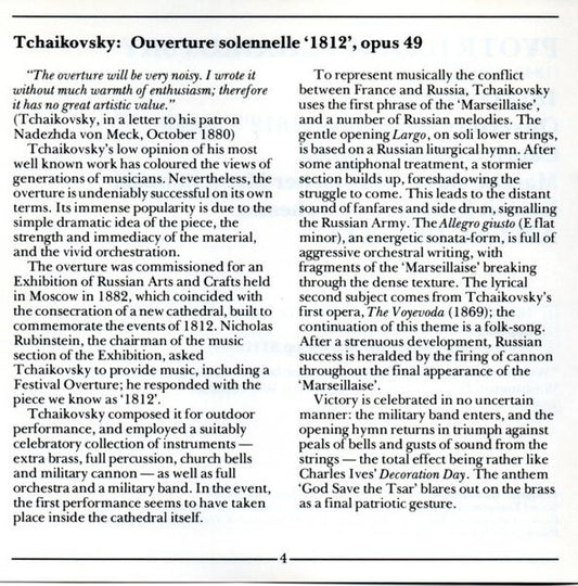 Pyotr Ilyich Tchaikovsky : 1812 Overture: Capriccio Italien; Marche Slave; (CD, Album, RE, RM)