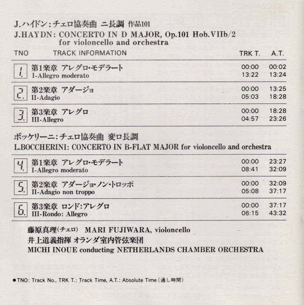 Mari Fujiwara - Joseph Haydn / Luigi Boccherini - Michiyoshi Inoue, Netherlands Chamber Orchestra : Haydn/Boccherini: Concertos (CD, Album, Emp)